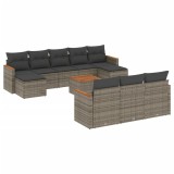 Cumpara ieftin Set canapele de gradina cu perne, 11 piese, gri, poliratan
