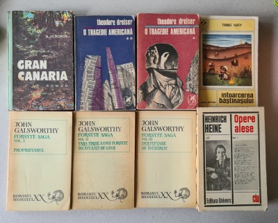 Pachet 7 carti autori lb engleza: Cronin Dreiser Hardy Galsworthy + BONUS 2 vol Heine foto