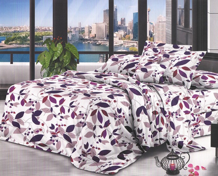 Lenjerie de pat pentru o persoana cu 2 huse de perna dreptunghiulara, Malin, bumbac mercerizat, multicolor