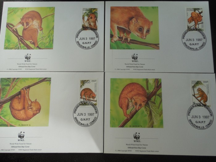 COngo-Fauna,lemurieni-set complet FDC