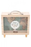 Pusculita pentru economisirea banilor de vacanta, Cali, cu harta lumii, 21x7x22 cm, Oem