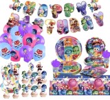 Set 128 piese vesela petrecere Inside Out pentru 10 copii, stegulete decorative, fata de masa, servetele, decoratiuni tort, pahare, farfurii, linguri,