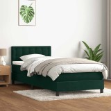 vidaXL Pat box spring cu saltea, verde &icirc;nchis, 80x220 cm, catifea 3316620
