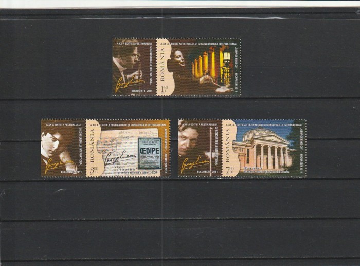 ROMANIA 2011 LP 1914 f FESTIVAL INTERNATIONAL GEORGE ENESCU SERIE CU VINIETA MNH