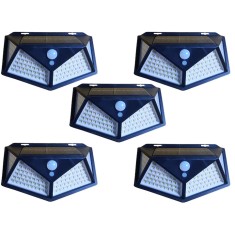Set 5 lampi cu incarcare solara, cu senzori de amurg, miscare si lumina, 3 trepte de iluminare, 114 x LED,APF