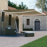 VidaXL Copertină retractabilă manual cu LED, crem, 400x300 cm