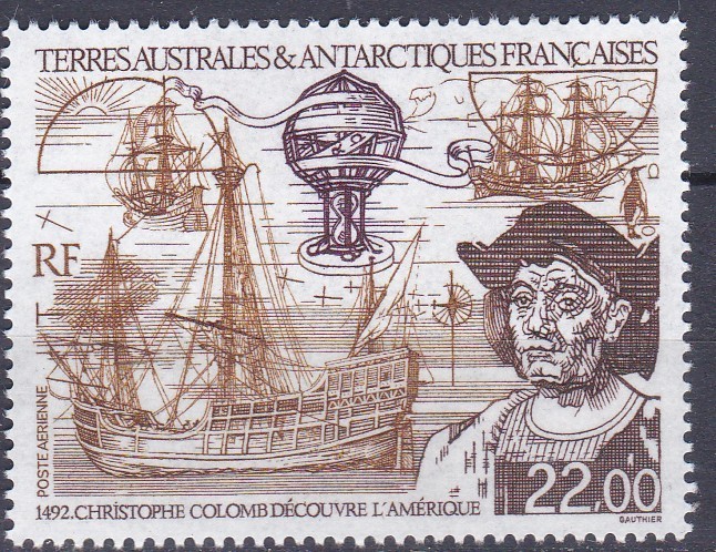 DB1 Colonii TAAF Terit Antarctice Franta 1992 Descoperirea Americii Columb 1 v. MNH