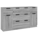 Set servanta, 3 piese, gri sonoma, lemn prelucrat