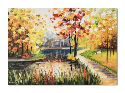 Tablou pictat manual, dormitor, living, Oaza de liniste, 70x50cm pictura ulei cutit, panza in, efect 3D, Magistral foto