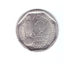 Moneda Franta 2 francs/franci 1995 Louis Pasteur, stare foarte buna, curata