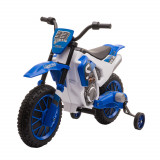 Motocicleta Cros Electrica HOMCOM pentru Copii 3-5 ani, Baterie 12V Reincarcabila, Rotite Detasabile, Albastru inchis 106,5x51,5x68cm | Aosom Romania