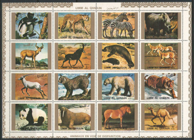 Umm Al Qiwain 1972 Mi 1370/85 bloc MNH - Animale rare (I) foto