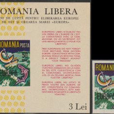 1966 Romania Exil - Europa colita + timbru rezistenta anticomunista Emisiunea 43