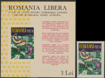 1966 Romania Exil - Europa colita + timbru rezistenta anticomunista Emisiunea 43 foto