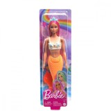 Papusa sirena cu accesorii, Barbie, Portocaliu, HRR05