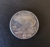 Italia 50 Centesimi 1941 moneda aUNC aproape necirculata acmonital km # 76 Vittorio Emanuele