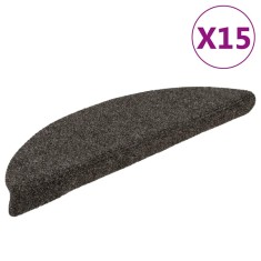Covorașe pentru scări autoadezive, 15 buc., 56x17x3 cm, antracit, semirotunde