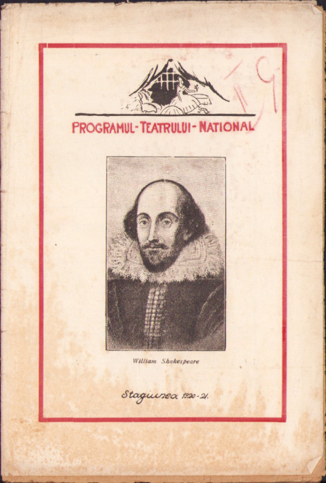 HST A239 Program Teatrul Național București 1920-21