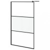 Perete cabina dus walk-in negru 115x195 cm sticla ESG semi-mata