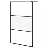 Perete cabina dus walk-in negru 115x195 cm sticla ESG semi-mata
