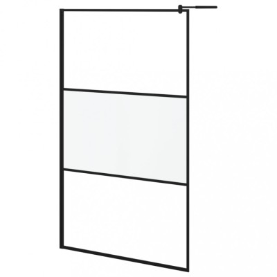 Perete cabina dus walk-in negru 115x195 cm sticla ESG semi-mata foto