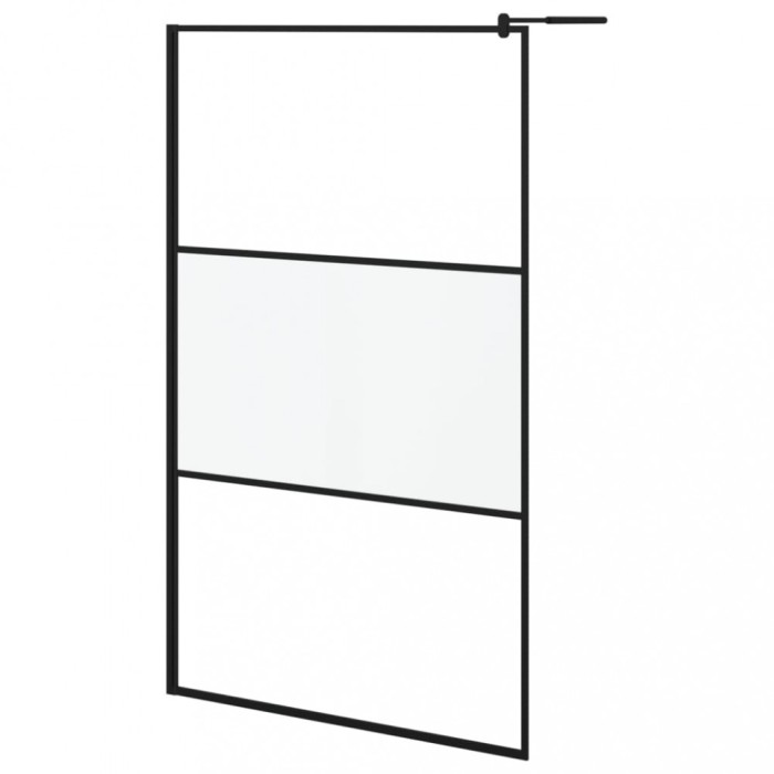 Perete cabina dus walk-in negru 115x195 cm sticla ESG semi-mata