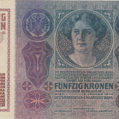 AUSTRIA UNGARIA 50 COROANE KRONEN 1914 XF