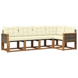 vidaXL Set de canapele de exterior cu pernă 5 pcs Natural și Crem 3381946