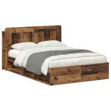 vidaXL Cadru de pat cu depozitare cu headboard Lemn vechi 140 x 190 cm 3433490