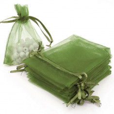 Săculeți organza dreptunghiulari 9x12cm (set 100 buc) - Verde