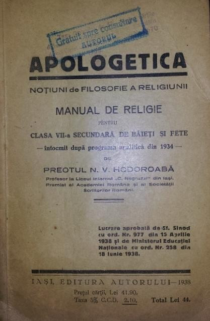 APOLOGETICA - NOTIUNI DE FILOSOFIE A RELIGIUNII