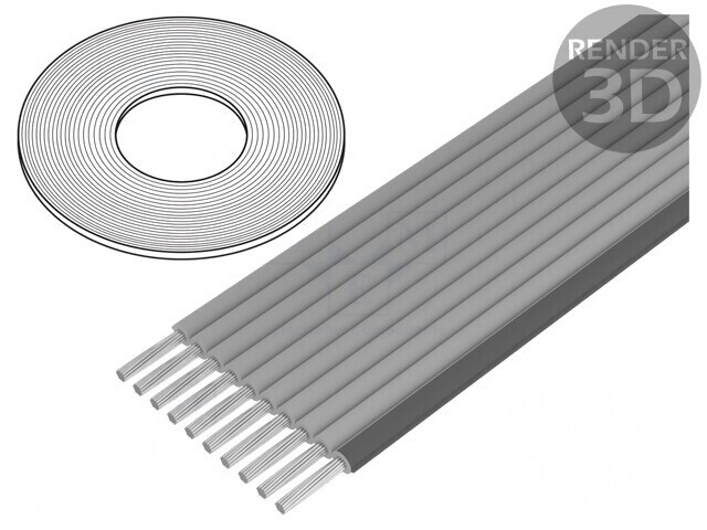 Cablu Bandă 1,27mm Cu 10x26AWG Gri 100FT