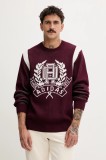 adidas Originals pulover de bumbac Varsity Regular culoarea bordo, JX8215