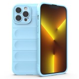 Husa pentru iphone 13 pro, antisoc, margini cu striatii, design minimalist, bleu