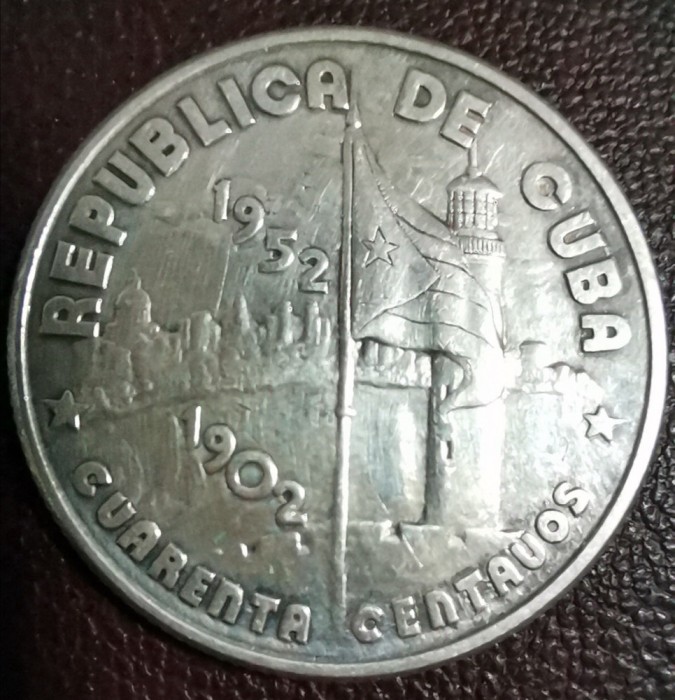 SV * Cuba 20 CENTAVOS 1952 * ARGINT.900 * SEMICENTENARUL INDEPENDENTEI 1902