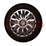 Set 4 Capace Roti VW R16 Argintii Model 412, Plastic Flexibil, Fixare Sigura Janta Tabla