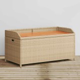 Banca Depozitare Gradina vidaXL, Poliratan Bej, 100x50x52cm, Lada Impermeabila, Maro, Mobilier Exterior, Ratan PE, Acacia, 110kg/loc