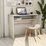VidaXL Birou, alb extralucios, 90 x 50 x 74 cm, lemn prelucrat