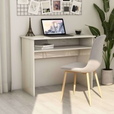 vidaXL Birou, alb extralucios, 90 x 50 x 74 cm, lemn prelucrat