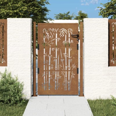 Gossi poarta pentru gradina, 105x130 cm, otel corten, model bambus foto