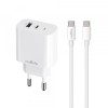 Incarcator Retea Cu Cablu USB-C MaXlife MXTC-06-20AC, 20W, 3A, 1 x USB-A - 1 x USB-C, Alb