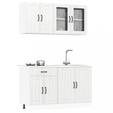 Set dulap de bucătărie 4 piese &bdquo;Kalmar&rdquo; alb lucios Lemn
