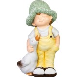 Decoratiune gradina, MagicHome, ceramica, baiat cu rata, 15.5x25.5x44.5 cm GartenVIP DiyLine, Magic Home