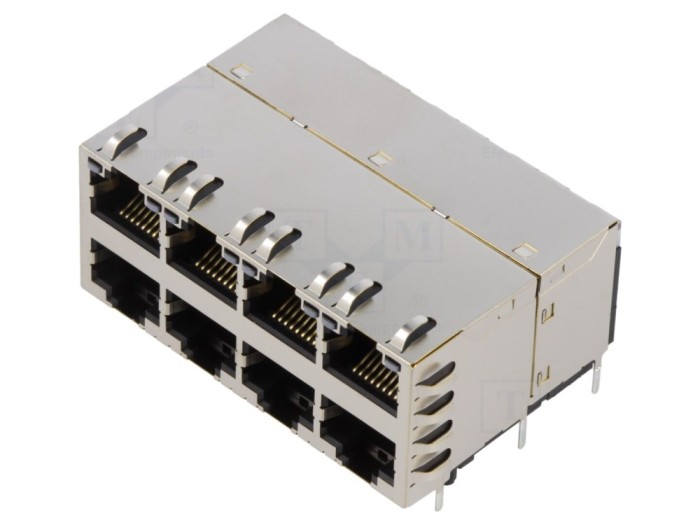 Conector RJ45 ecranat cu LED, THT