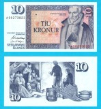 Islanda (p#48) 10 Kronur 1981 UNC 'J&oacute;nsson'; (ROG CITITI DETALIILE!)