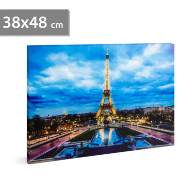 Tablou cu LED - &amp;quot;Turnul Eiffel&amp;quot;, 2 x AA, 38 x 48 cm Best CarHome foto