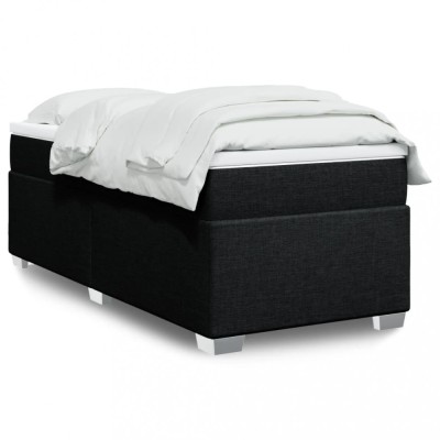 Gossi pat box spring cu saltea, negru, 80x200 cm, textil foto