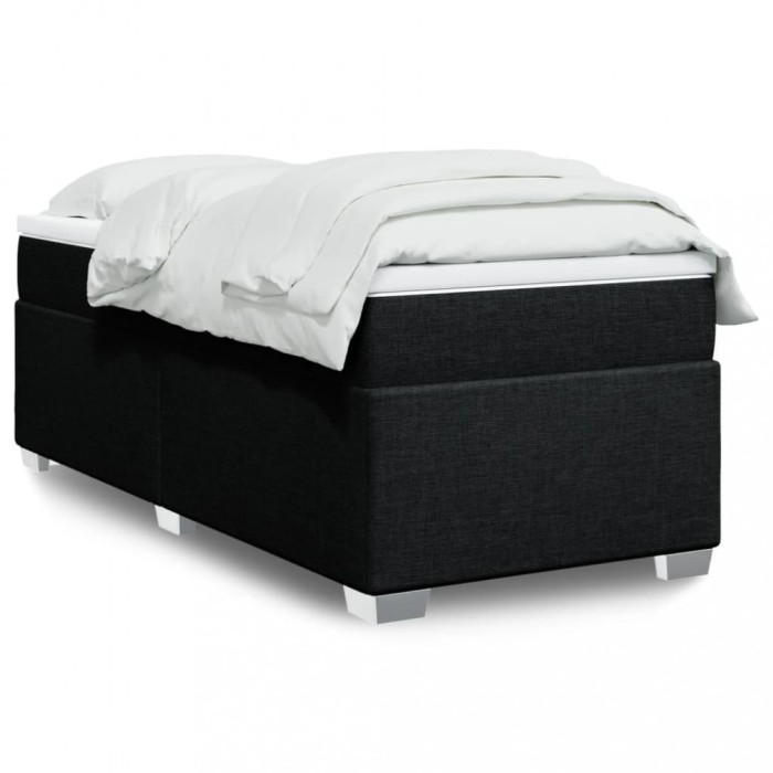 Gossi pat box spring cu saltea, negru, 80x200 cm, textil