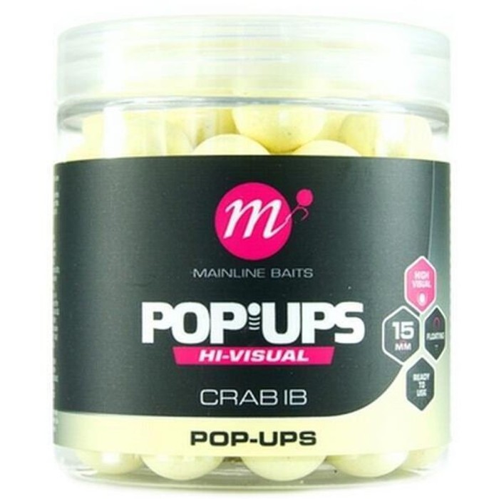 Pop Up MAINLINE Hi-Visual Baits, Fluo Yellow, Crab IB, 15mm, 250ml