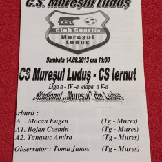 Program meci fotbal CS MURESUL LUDUS - CS IERNUT (14.09.2013)